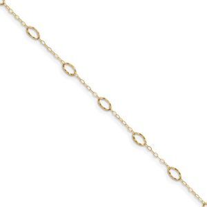 14k Yellow Gold Oval Shapes Anklet, 9-10 Inch